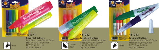 431041-431042-431043->>MARKER-PERMANENT-DRY ERASE-HIGHLIGHTER>>HIGHLIGHTER