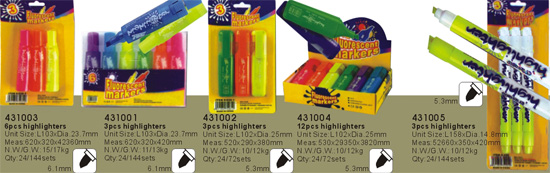 431003-431001-431002-431004-431005->>MARKER-PERMANENT-DRY ERASE-HIGHLIGHTER>>HIGHLIGHTER