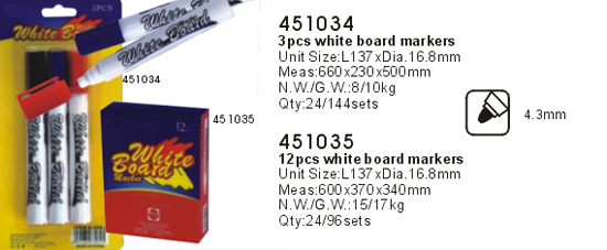 451034-451035->>MARKER-PERMANENT-DRY ERASE-HIGHLIGHTER>>WHITE BOARD MARKER